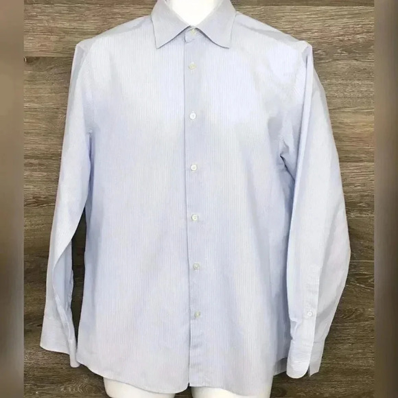 Ermenegildo Zegna Z City Men’s Blue Striped Long Sleeve Designer Shirt - Picture 1 of 5